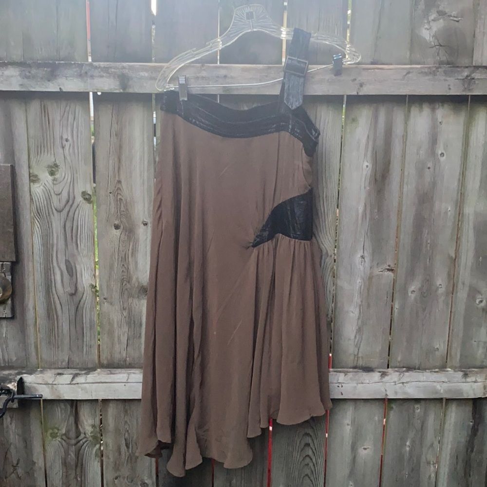 Double Zero one shoulder faux leather dress sz. S
